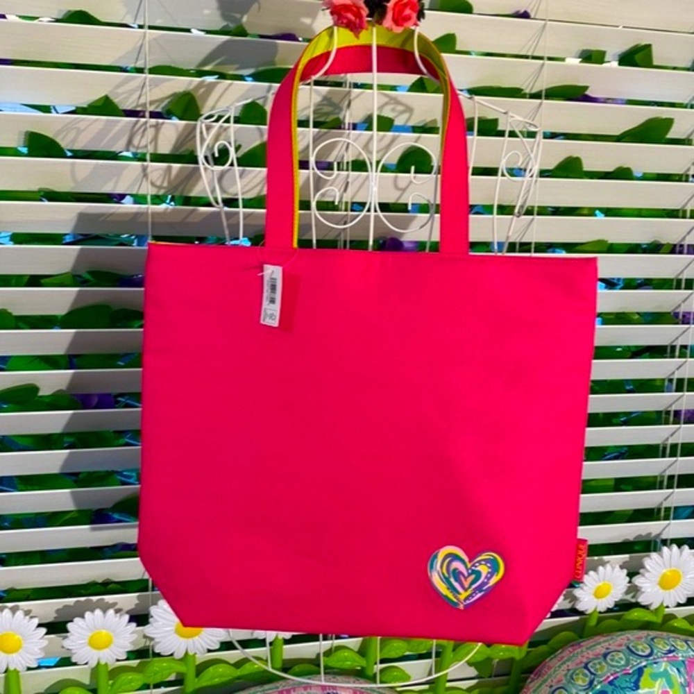 NEW! Lancôme hot pink and neon yellow tote